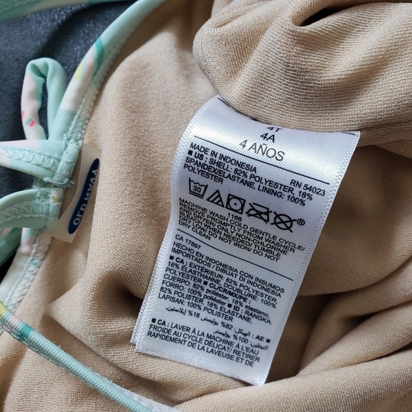 Old Navy Toddler Girl 4T One Piece Swimsuit Mint Blue Unicorn Rainbow - Picture 5 of 7